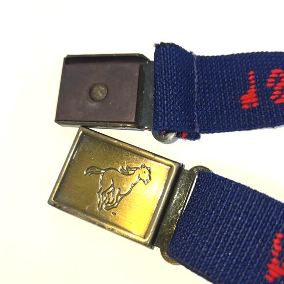 Vintage Wrangler Boy's Woven Elastic Belt Navy Blue Red Magnet Buckle 36" Adjust - Picture 4 of 11